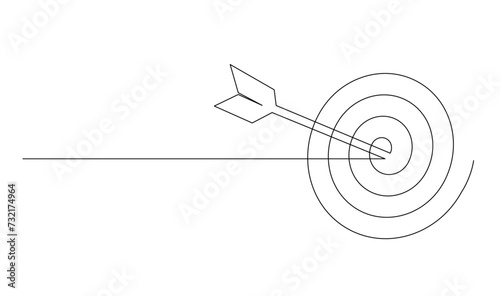 Continuous line drawing of arrow in center of target design template