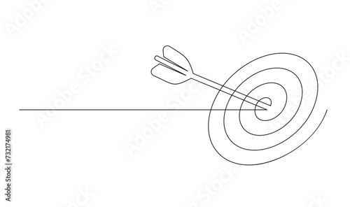 Continuous line drawing of arrow in center of target design template