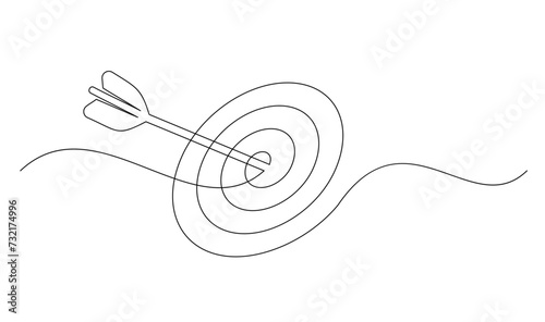 Continuous line drawing of arrow in center of target design template