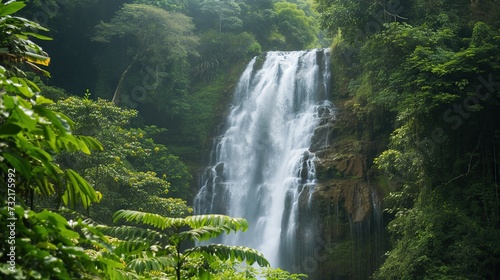 view of waterfall in the mountains