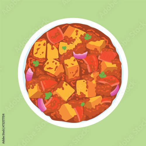 kadai paneer vector illustration