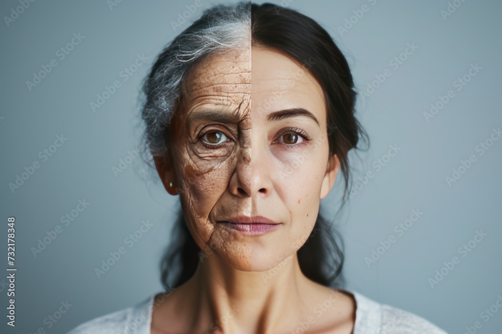 Aging legacy planning. Comparison young to old woman scabies. Less Wrinkles, meditation, skin aging, lines through skincare, anti aging cream, healthy aging and face lift Aging legacy planning. Comparison young to old woman scabies. Less Wrinkles, meditation, skin aging, lines through skincare, anti aging cream, healthy aging and face lift
