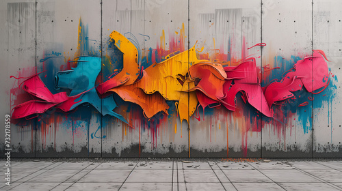 Colorful Abstract Graffiti Mural on Concrete Wall: Urban Artistic Expression © Agus Wira