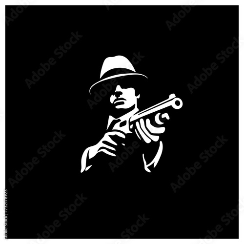 hunter with shotgun silhouette vector