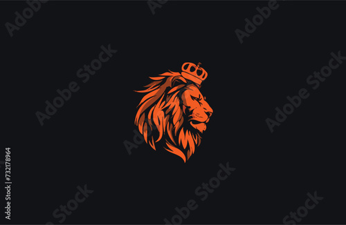 Head lion crown vector design illustration