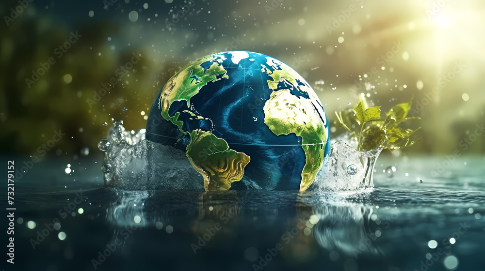 World water day concept, idea of saving water and protecting world environment World water day concept, idea of saving water and protecting world environment