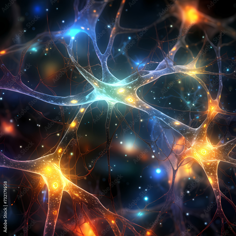 Abstract representation of interconnected neurons.