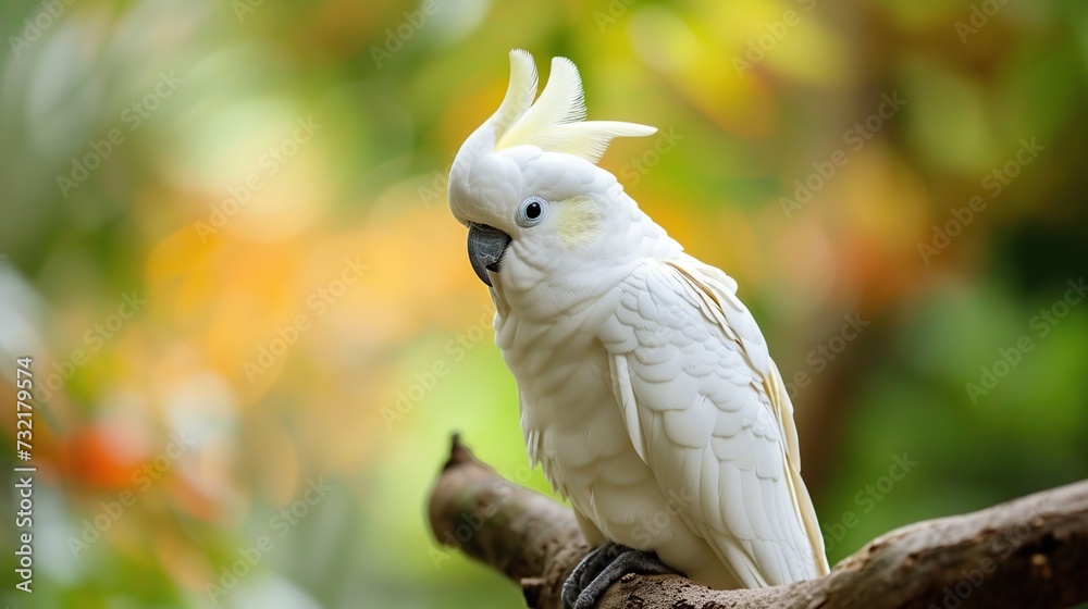 white parrot on a tree branch