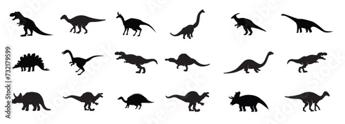 Silhouettes of various dinosaur Vector illustration. © Ibrahim