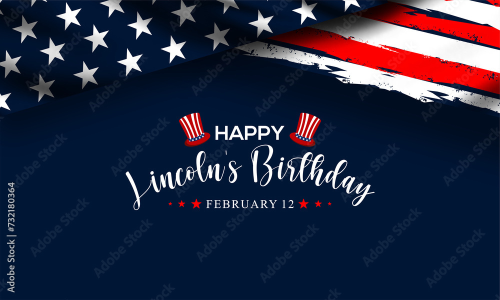 Lincoln's Birthday lettering. Vector illustration. Suitable for Poster, Banners, background and greeting card.