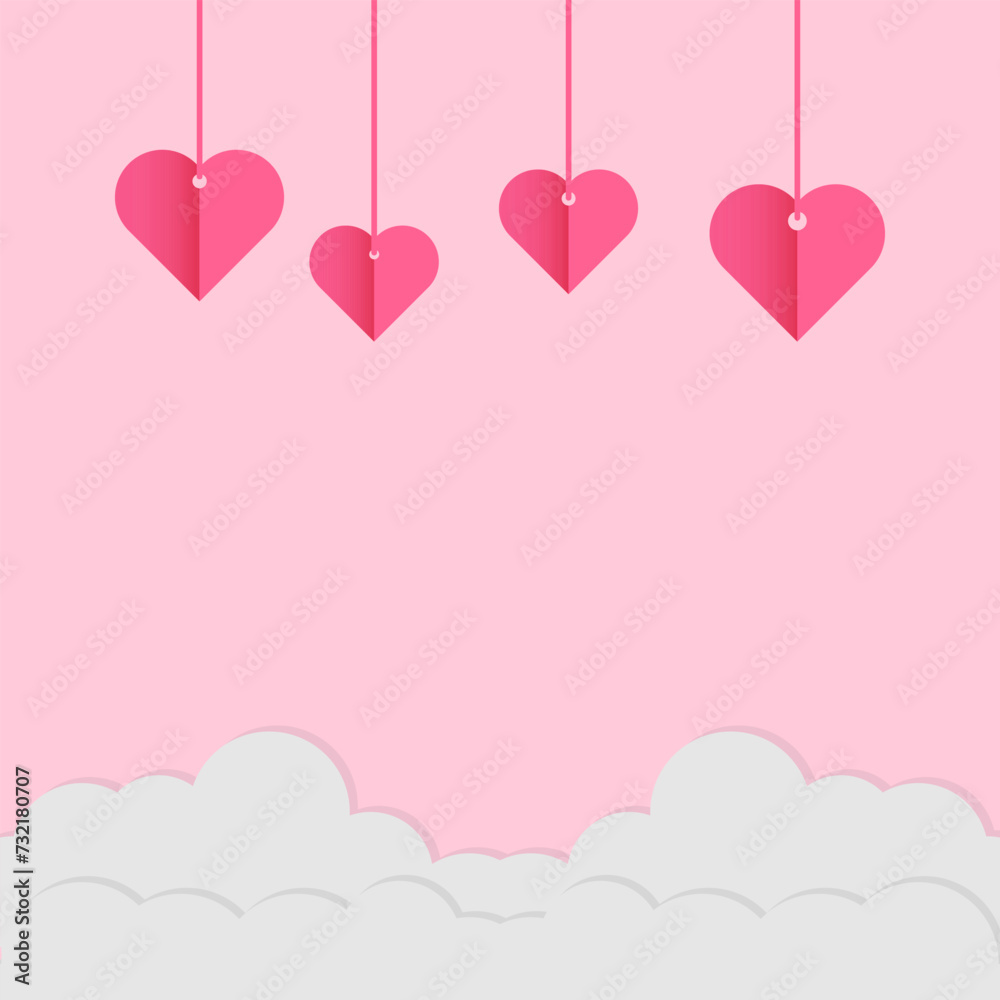 Valentine template with heart and background vetor 