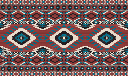 American tribal ethnic native pattern.Traditional Navajo,Aztec,Apache,Southwest and Mexican style fabric pattern.Abstract vector motifs pattern.For fabric,clothing,blanket,carpet,woven,wrap,decoration