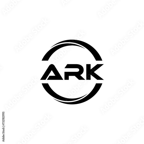 ARK letter logo design with white background in illustrator, cube logo, vector logo, modern alphabet font overlap style. calligraphy designs for logo, Poster, Invitation, etc.