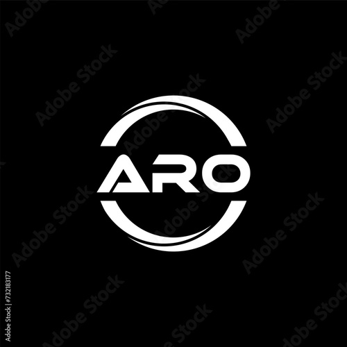 ARO letter logo design with black background in illustrator, cube logo, vector logo, modern alphabet font overlap style. calligraphy designs for logo, Poster, Invitation, etc.