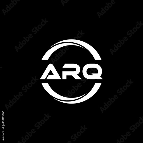 ARQ letter logo design with black background in illustrator, cube logo, vector logo, modern alphabet font overlap style. calligraphy designs for logo, Poster, Invitation, etc.