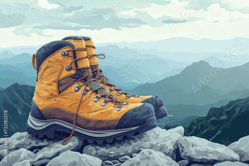 Wear appropriate footwear for the specific terrain, such as hiking boots with good traction photo