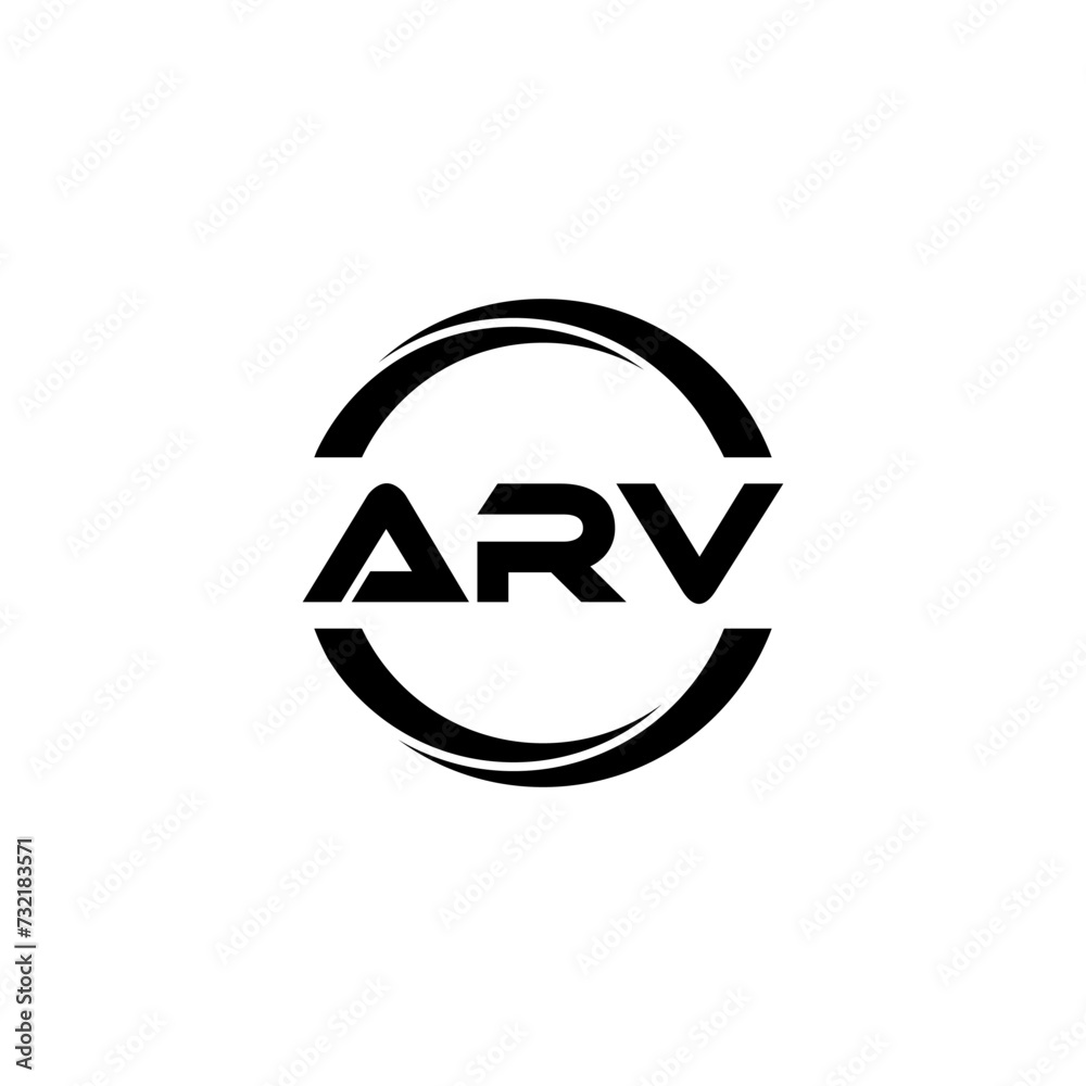ARV letter logo design with white background in illustrator, cube logo, vector logo, modern alphabet font overlap style. calligraphy designs for logo, Poster, Invitation, etc.