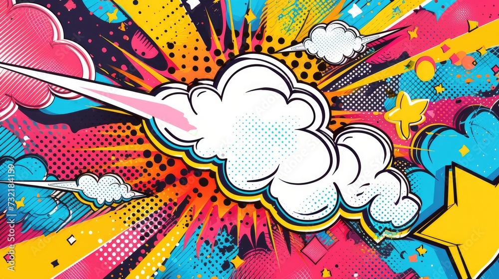 Retro 90s style pop art pattern showcases vibrant comics illustration. Colorful, Ai Generated. Retro 90s style pop art pattern showcases vibrant comics illustration. Colorful, Ai Generated.