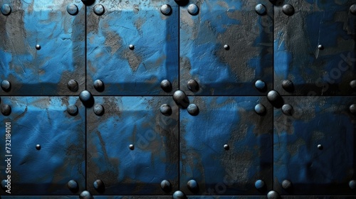 Sleek black and blue metal textures meld seamlessly in a modernistic background, Ai Generated.