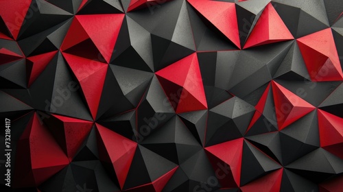 Striking black and red geometric patterns converge, forming a visually impactful background, Ai Generated.