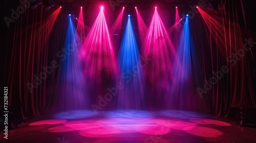 Theater stage bathed in spotlight for opera performance. Dramatic ambiance sets the scene, Ai Generated.