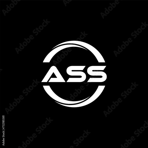 ASS letter logo design with black background in illustrator, cube logo, vector logo, modern alphabet font overlap style. calligraphy designs for logo, Poster, Invitation, etc.