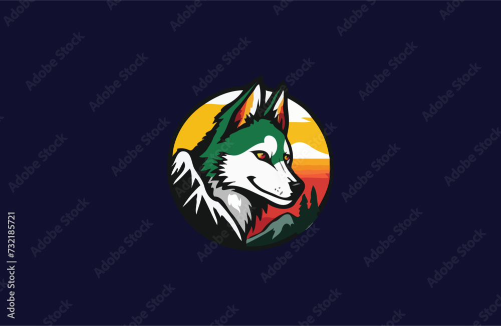 Head dog on mountain vector illustration design Head dog on mountain vector illustration design