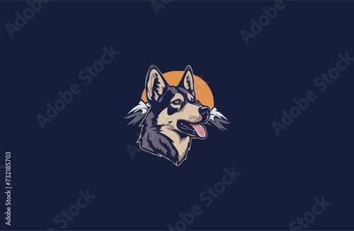 Head dog on mountain vector illustration design