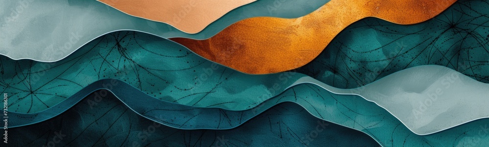 Abstract teal , copper color banner