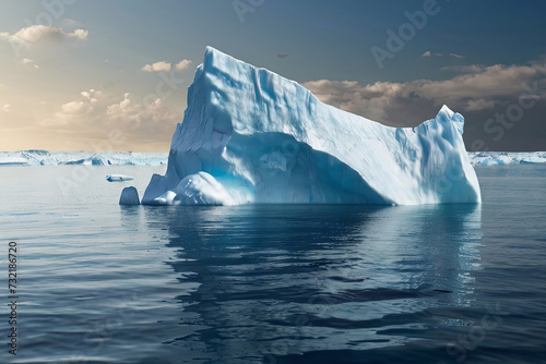 Iceberg in ocean. Symbolizes global warming. Powerful image with copy space for climate change awareness.  © Amila Vector