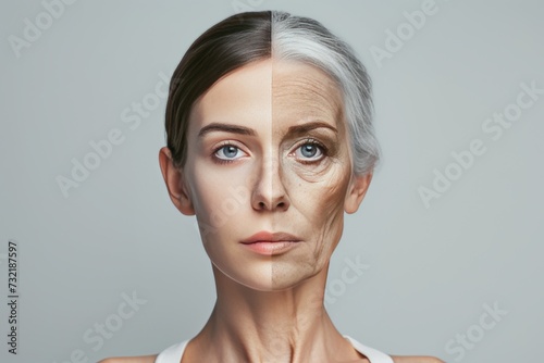 Aging coffee facial. Comparison young to old generation end of life planning. Less Wrinkles, teenage acne, vitamin e, lines through skin care, anti aging cream, gerontology and Plastic surgery