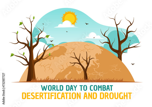 World Day to Combat Desertification and Drought Vector Illustration with Turning the Desert Into Fertile Land and Pastures in Nature Flat Background
