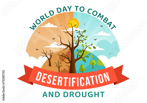 World Day to Combat Desertification and Drought Vector Illustration with Turning the Desert Into Fertile Land and Pastures in Nature Flat Background