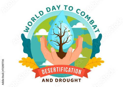 World Day to Combat Desertification and Drought Vector Illustration with Turning the Desert Into Fertile Land and Pastures in Nature Flat Background