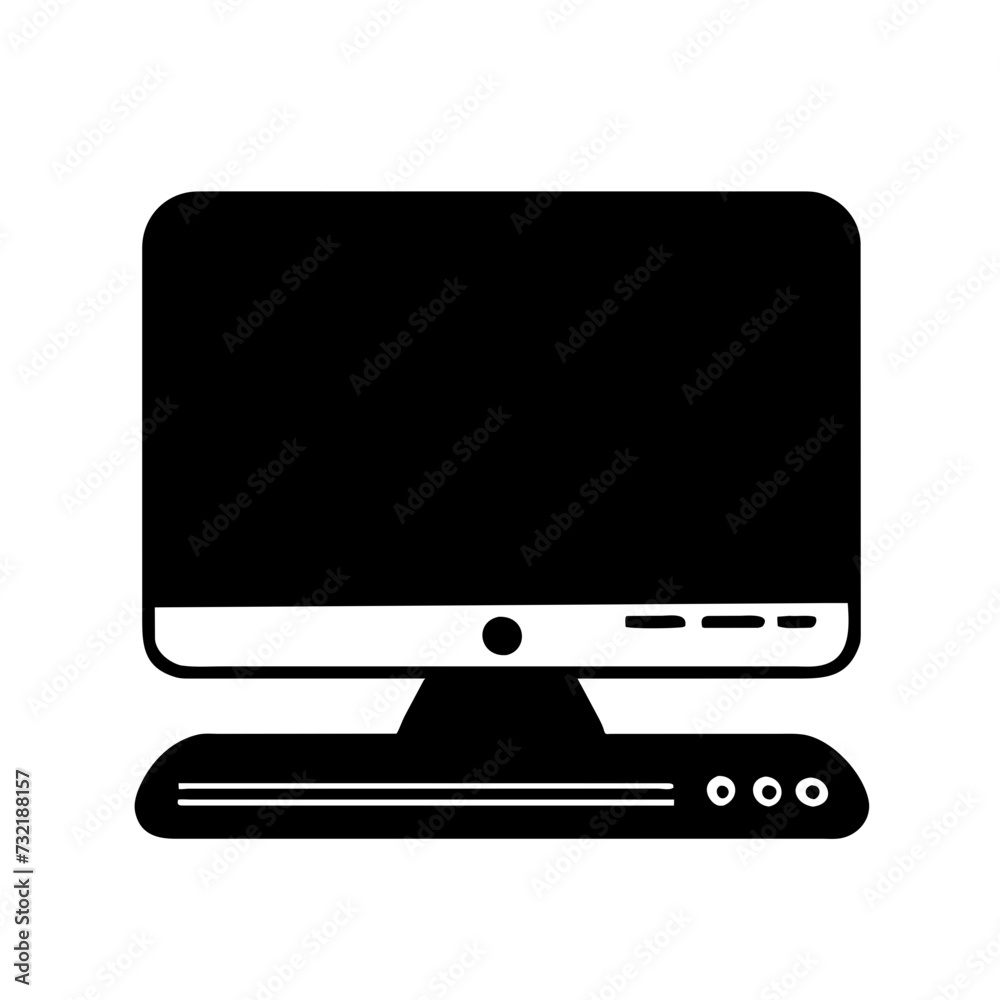 Computer set icon. Motherboard, monitor, system unit, desktop, screen, processor, cpu, work place, laptop, pc working, office. Vector icon in line, black and colorful style on white background Computer set icon. Motherboard, monitor, system unit, desktop, screen, processor, cpu, work place, laptop, pc working, office. Vector icon in line, black and colorful style on white background