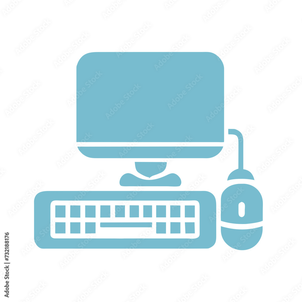 Computer set icon. Motherboard, monitor, system unit, desktop, screen, processor, cpu, work place, laptop, pc working, office. Vector icon in line, black and colorful style on white background Computer set icon. Motherboard, monitor, system unit, desktop, screen, processor, cpu, work place, laptop, pc working, office. Vector icon in line, black and colorful style on white background