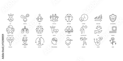 Life icons set. Set of editable stroke icons.Vector set of Life