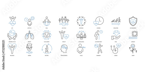 Life icons set. Set of editable stroke icons.Vector set of Life