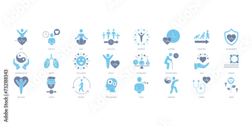 Life icons set. Set of editable stroke icons.Vector set of Life photo