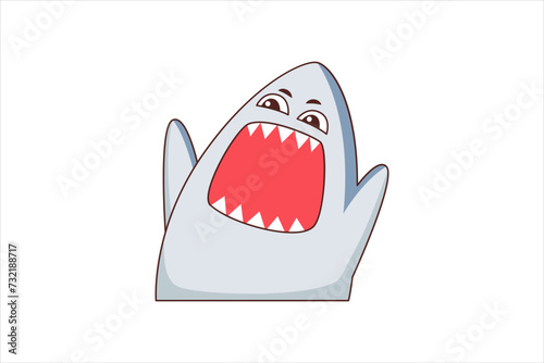 Cute Angry Shark Funny Flat Sticker Design