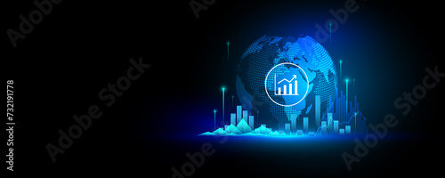 Technology world concept background image about the ups and downs of investment financial data graph stock market photo