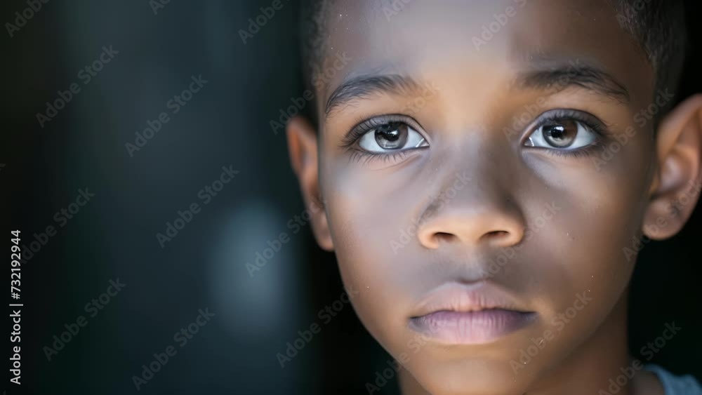 A young boy with a look of determination and strength on his face choosing to break the cycle of intergenerational trauma and create a better future for himself, Close-Up of Child With Blue Eyes A young boy with a look of determination and strength on his face choosing to break the cycle of intergenerational trauma and create a better future for himself, Close-Up of Child With Blue Eyes