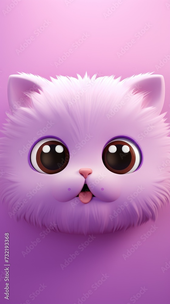 Close-Up of Cats Face on Violet Background