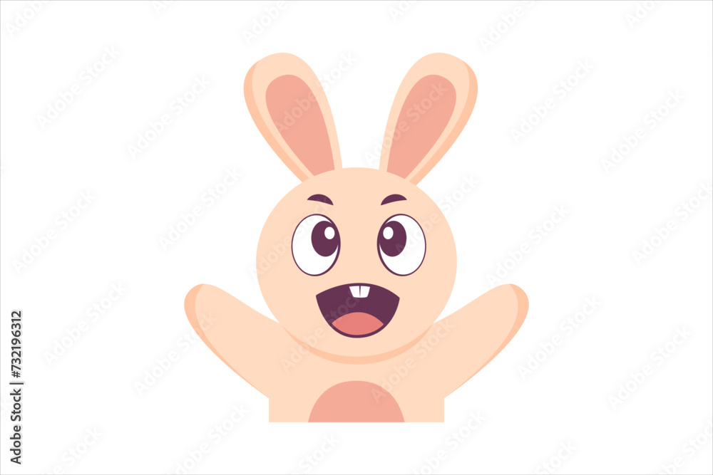 Obraz premium Cute Rabbit Funny Flat Sticker Design