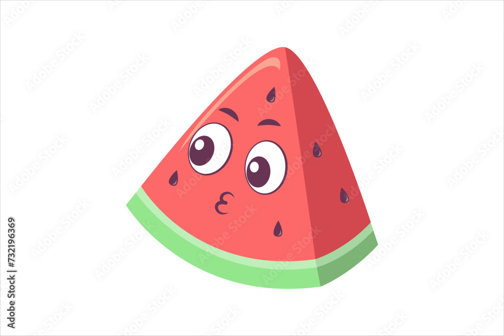 Cute Watermelon Funny Flat Sticker Design Cute Watermelon Funny Flat Sticker Design