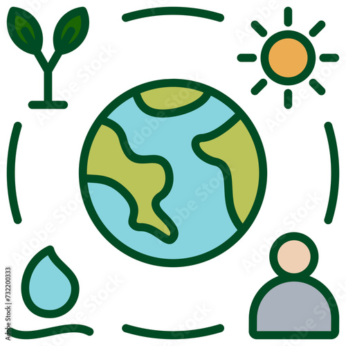 Biodiversity Outline Color Icon.
