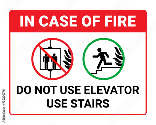In case of fire do not use elevator use stairs sign