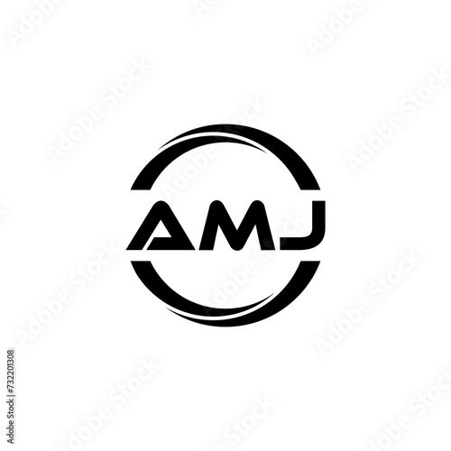 AMJ letter logo design with white background in illustrator, cube logo, vector logo, modern alphabet font overlap style. calligraphy designs for logo, Poster, Invitation, etc.