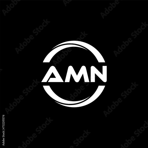 AMN letter logo design with black background in illustrator, cube logo, vector logo, modern alphabet font overlap style. calligraphy designs for logo, Poster, Invitation, etc. © Mamunur