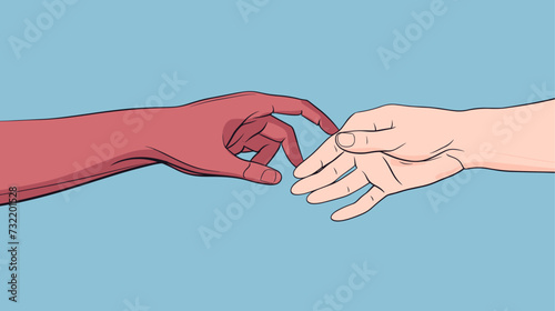 Vector illustration of diverse hands reaching towards each other  symbolizing the inclusive and collaborative nature of effective communication. simple minimalist illustration creative